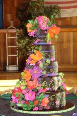 chocolate butter cream with sugar flowers cake