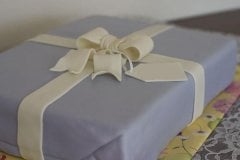 Simple present cake...the tag ended up saying "I'm pregnant!"