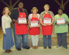 Me, fourth one down from the left...first place winner for the "kick off kook off" at our local peanut festival.