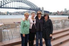 Here's my two sisters, my mum and I at the Opera Bar in Sydney at the weekend.  I"m the one down the stairs (otherwise I tower over them, lol) with the dark hair.  It was my sister's 40th - the pregnant one!