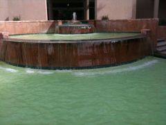 pretty water display in front of Santa Engracia Hospital