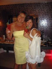 Ming and Jane 13 months out, cocktails and tight frocks!! I have lost over the weight of my Indonesian friend next to me!!