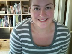 New top (size 1X St John's Bay from JCPenney) and new earrings. Currently 243lbs and 3 months post op