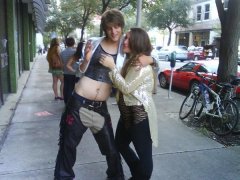 at artwalk last month with james outside of my gallery