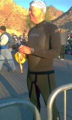 Preparing for the swim portion of the Desert Triathlon