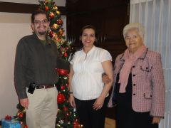 With pregnant wife and Grandmother
