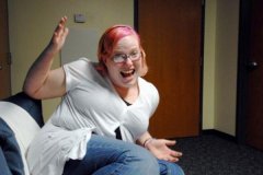 Goofing off in a friend's dorm in September 2007.
