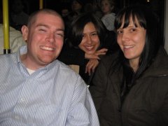 me, nicole and kc on the way to the trail of lights in december 2007, 250 lbs and wearing what appears to be a bedsheet