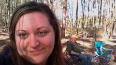 camping with my old man in the background