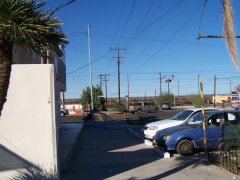 The brown gate in the distance is the US! This picture was taken outside the hospital entrance.