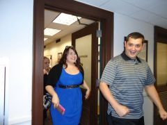 walking out of J.P. - just married!