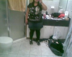 Me at 235 9/08 - with spanx*

Yeaa my bathroom was a mess lol