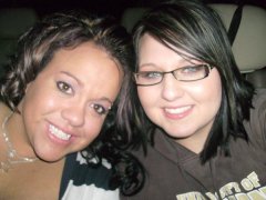 This picture was taking 2/28 With my friend Kisha she is on the left. I can already see in my face that's it's getting smaller!