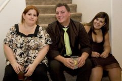 At the end of my nieces wedding,with the groom and my other niece