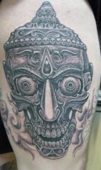 on my thigh, the picture does no justice of the size of it.  It's huge