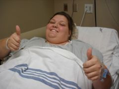 Right before surgery, hooked up to the relaxers.