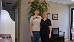 Mason and I at work, down 42 pounds