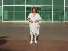 Erin out in front of the hospital