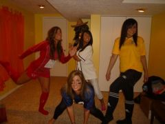 We went to a sports them party, so we were all sports stars! one is track, football, baseball, and I am soccer :)