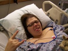 day of my surgery-
november 21, 2008 (i'm all jacked up on morphine in this pic ;)