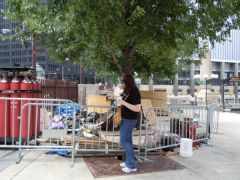 Looking at props that were left behind from "Transformers 3", next to Wabash Ave.