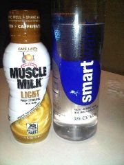 B - Muscle Milk Lite (Cafe Latte) and SmartWater