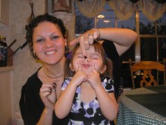 Helping Aspen make funny faces