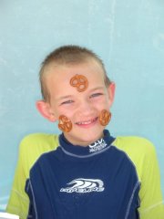 Beautiful pretzel face child