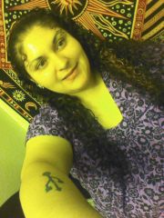 Hair down with my USB tattoo on my arm ^_^