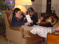 me reading cards from my sis