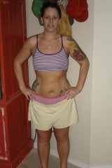 So here is me no makeup and scary but these are the shorts I have worn in my progress pics